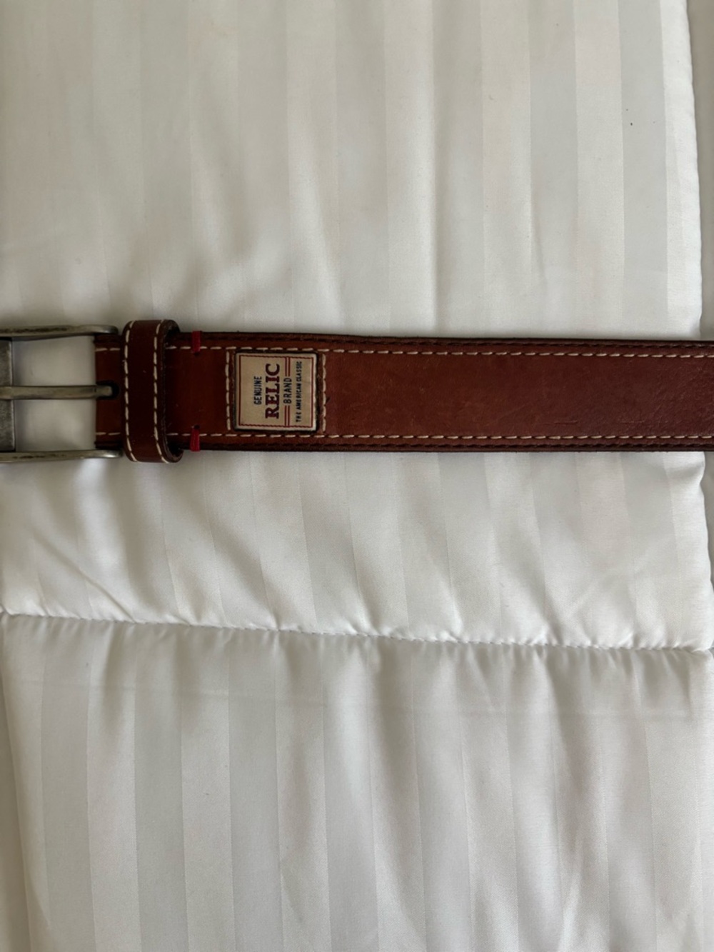 Men's Brown Leather Belt with Silver Buckle by Relic size 40 - Picture 8 of 9
